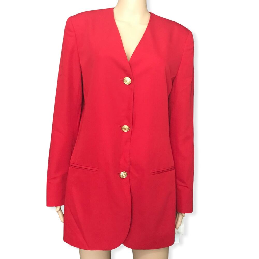 NEW Liz Claiborne Collection Vintage Red Smooth Sailing 3 Button Blazer 10